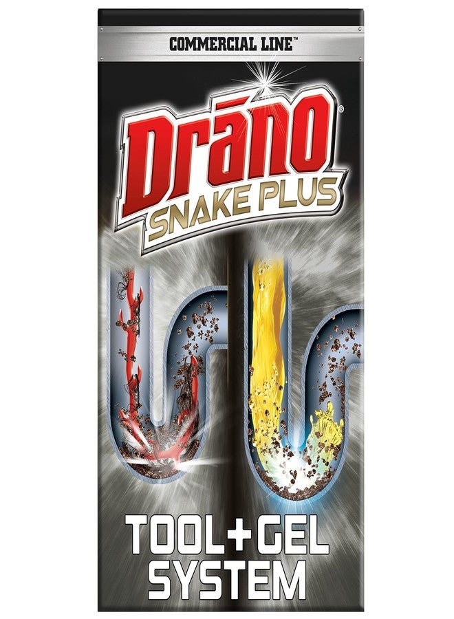 Drano Snake Plus Tool and Gel System, Drain Snake with Drain Clog Remover Gel, Unclogs and Removes Hair and Blockages, Commercial Line 16 Fl oz and 23 Inch Tool - Image 1